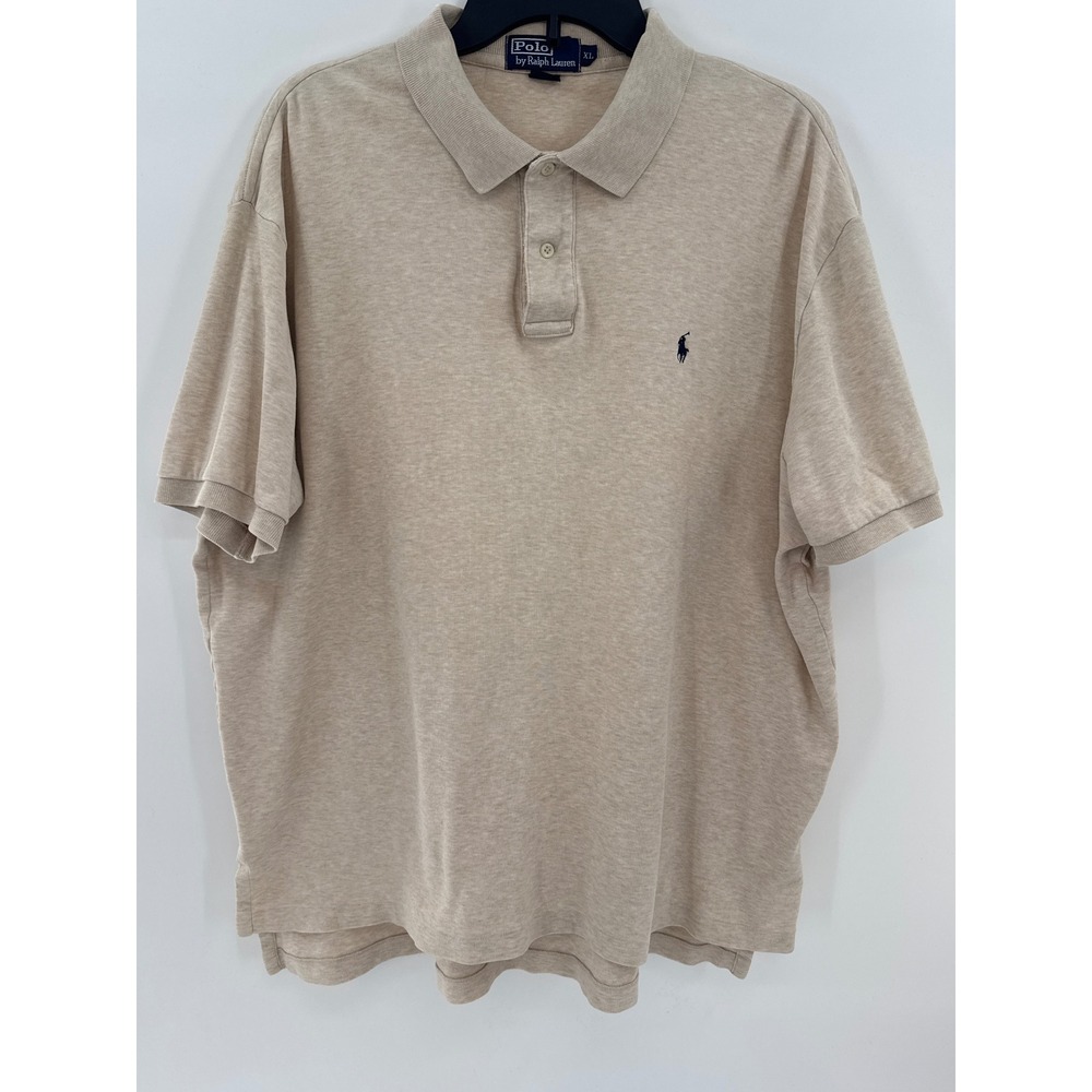 Polo Ralph Lauren Mens Tan Heathered Short Sleeve Classic Fit Polo Shirt‎ XL